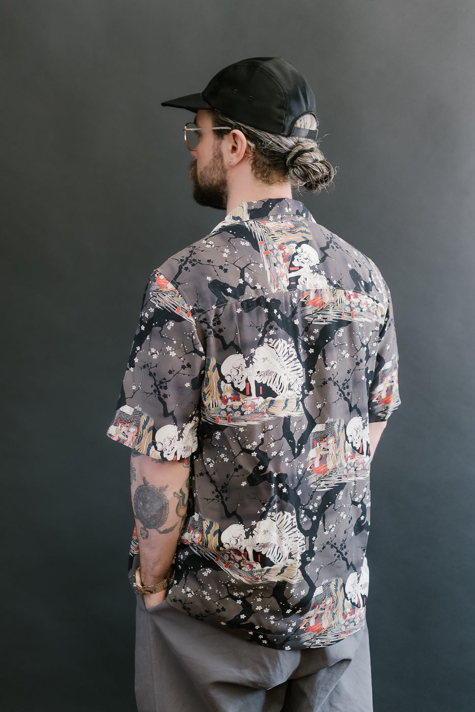 Aloha Shirt - Skeletons - Dark Grey