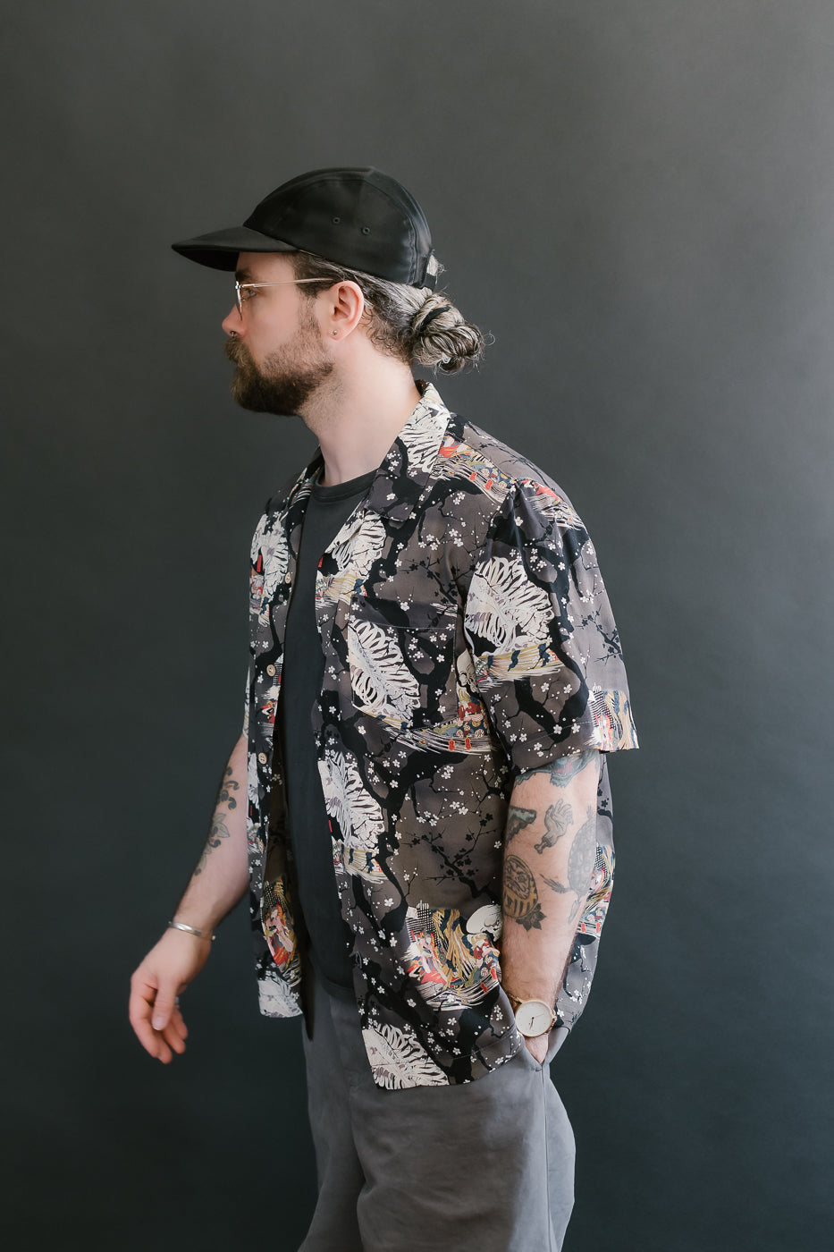 Aloha Shirt - Skeletons - Dark Grey