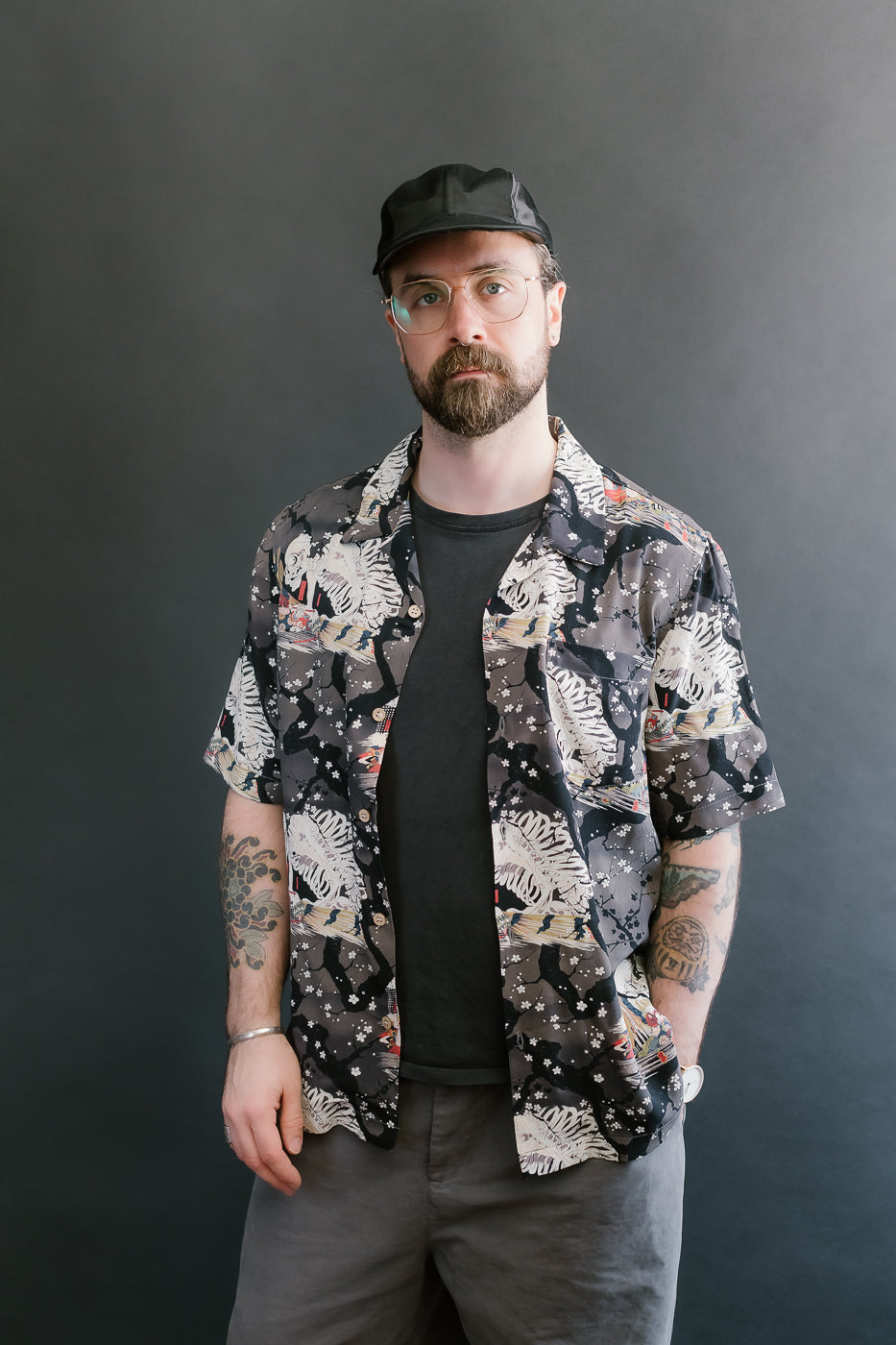 Aloha Shirt - Skeletons - Dark Grey