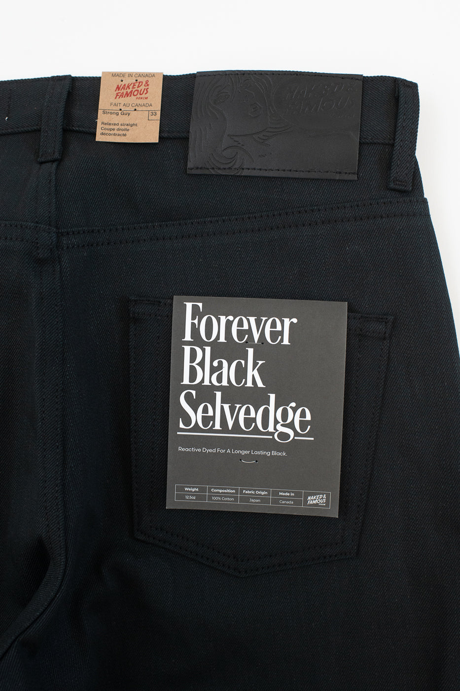 12.5oz - Forever Black Selvedge Denim - Strong Guy