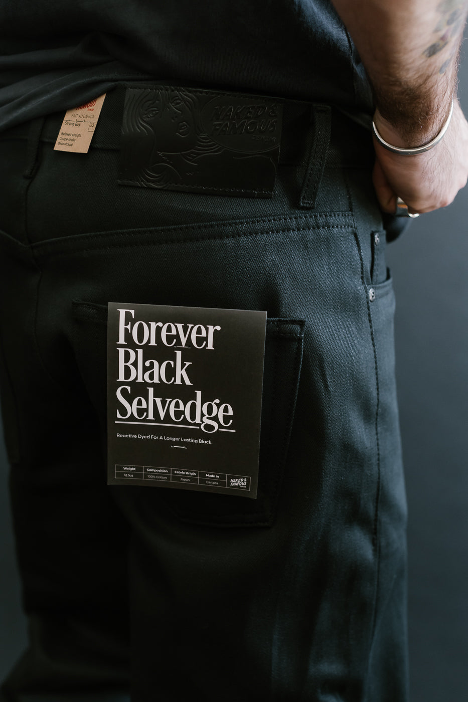 12.5oz - Forever Black Selvedge Denim - Strong Guy