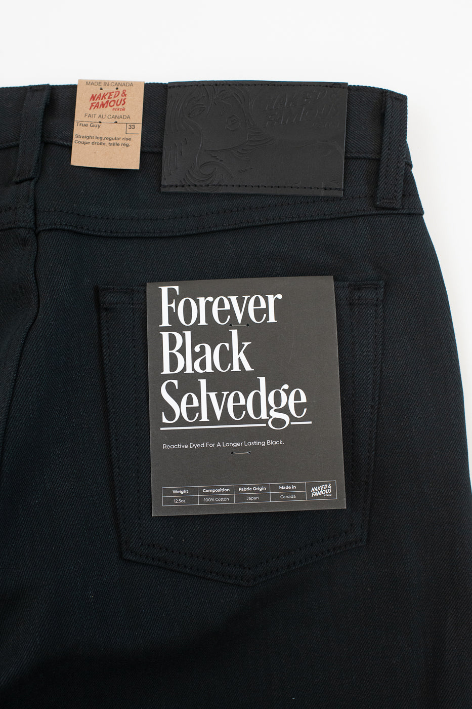 12.5oz - Forever Black Selvedge Denim - True Guy