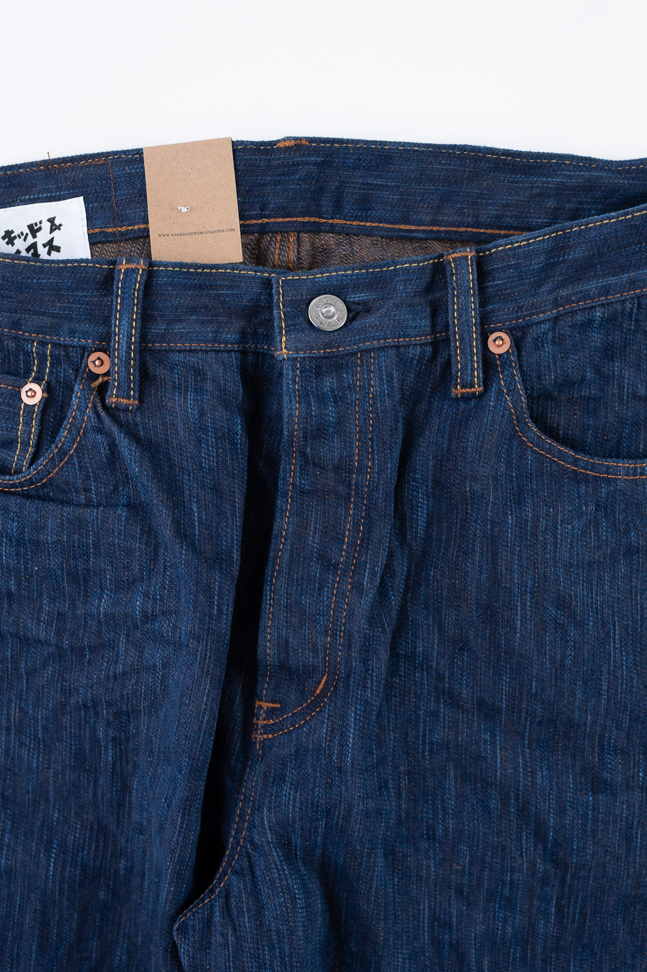 14oz - MIJ15 Intangible Cultural Treasure Hand Dyed Natural Indigo x Kakishibu Slub Selvedge Selvedge - True Guy