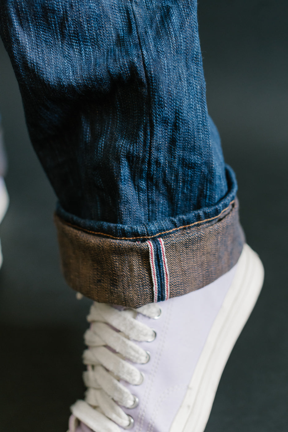 14oz - MIJ15 Intangible Cultural Treasure Hand Dyed Natural Indigo x Kakishibu Slub Selvedge Selvedge - True Guy