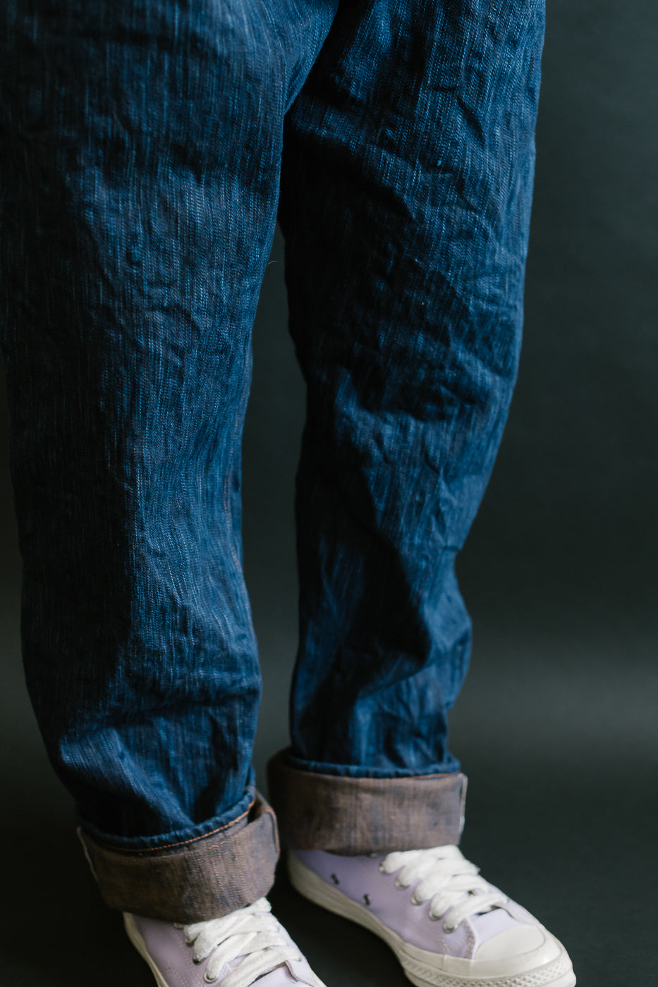 14oz - MIJ15 Intangible Cultural Treasure Hand Dyed Natural Indigo x Kakishibu Slub Selvedge Selvedge - True Guy