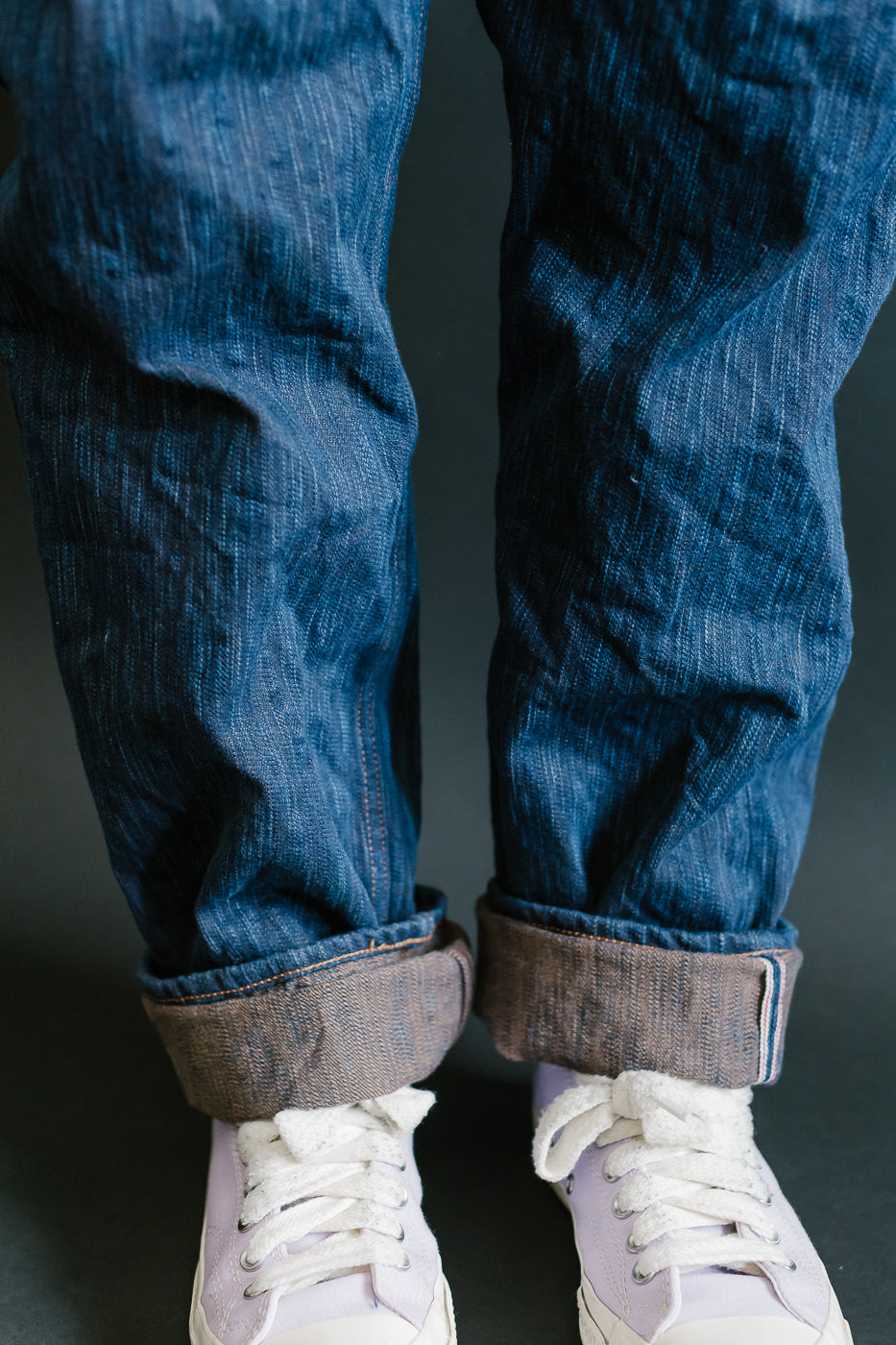 14oz - MIJ15 Intangible Cultural Treasure Hand Dyed Natural Indigo x Kakishibu Slub Selvedge Selvedge - Weird Guy