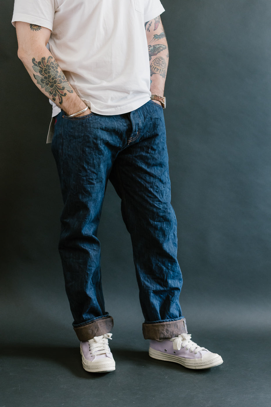 14oz - MIJ15 Intangible Cultural Treasure Hand Dyed Natural Indigo x Kakishibu Slub Selvedge Selvedge - Weird Guy