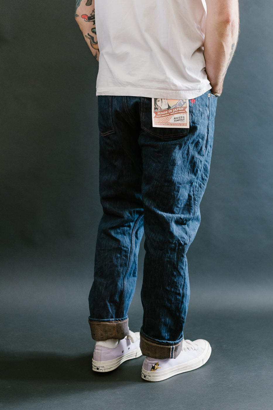14oz - MIJ15 Intangible Cultural Treasure Hand Dyed Natural Indigo x Kakishibu Slub Selvedge Selvedge - Weird Guy