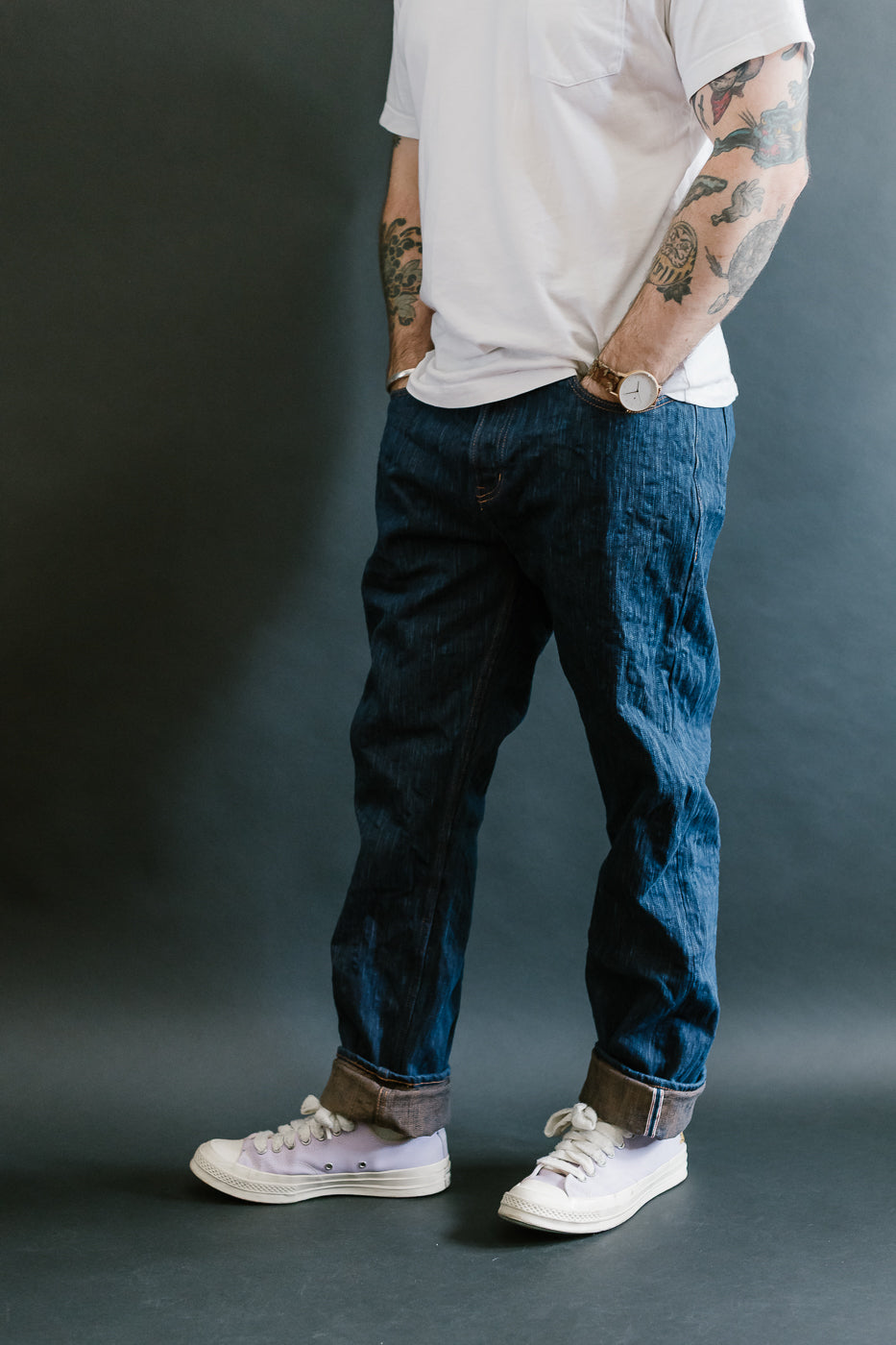 14oz - MIJ15 Intangible Cultural Treasure Hand Dyed Natural Indigo x Kakishibu Slub Selvedge Selvedge - Weird Guy