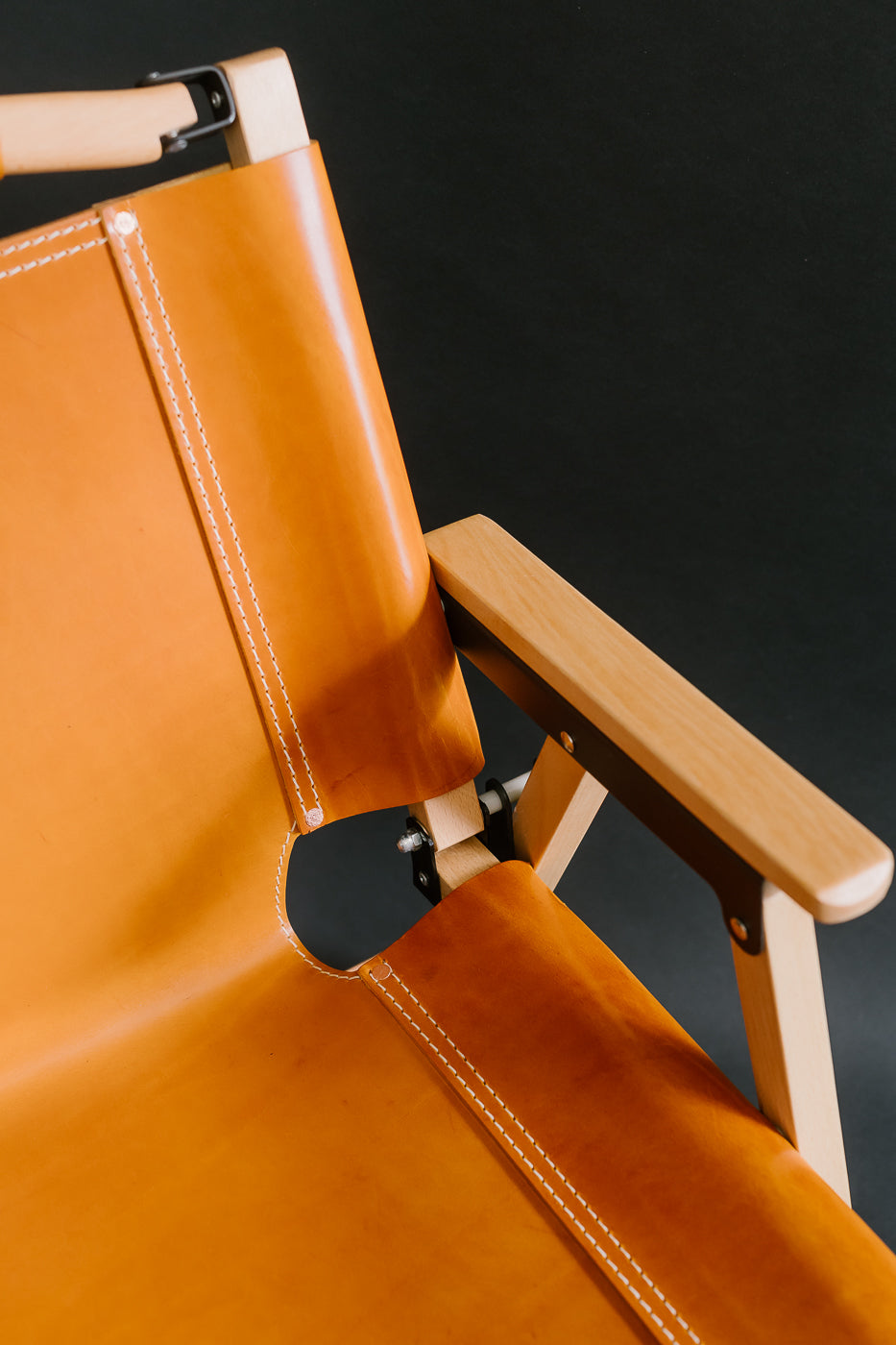 OGL-OD-WD-CHAIR-V2 - 'Only Good Life' Kermit Outdoor Folding Camp Chair - Tan Leather