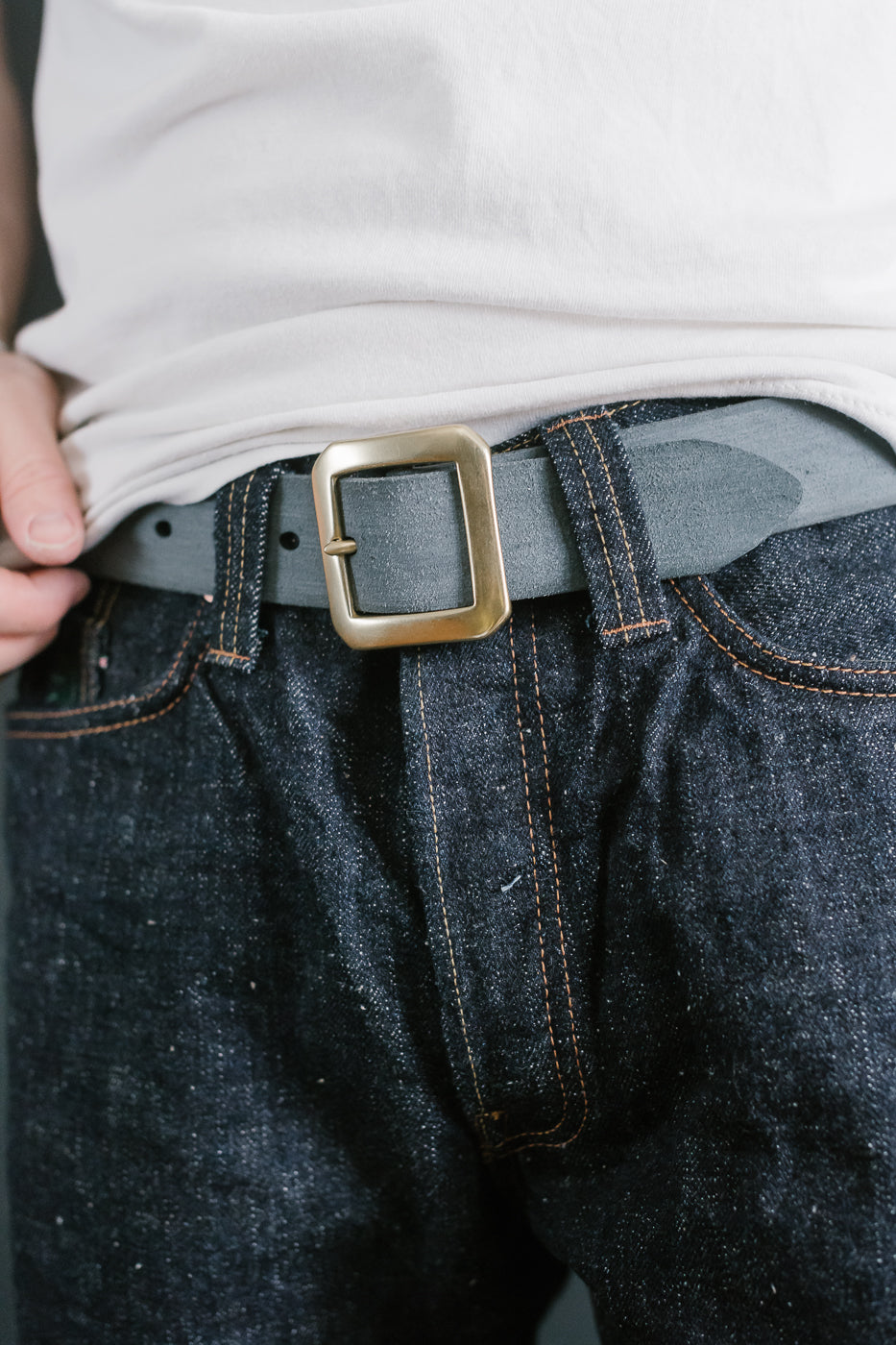 OGL Single Prong Garrison Buckle Leather Belt - Rough Out Black