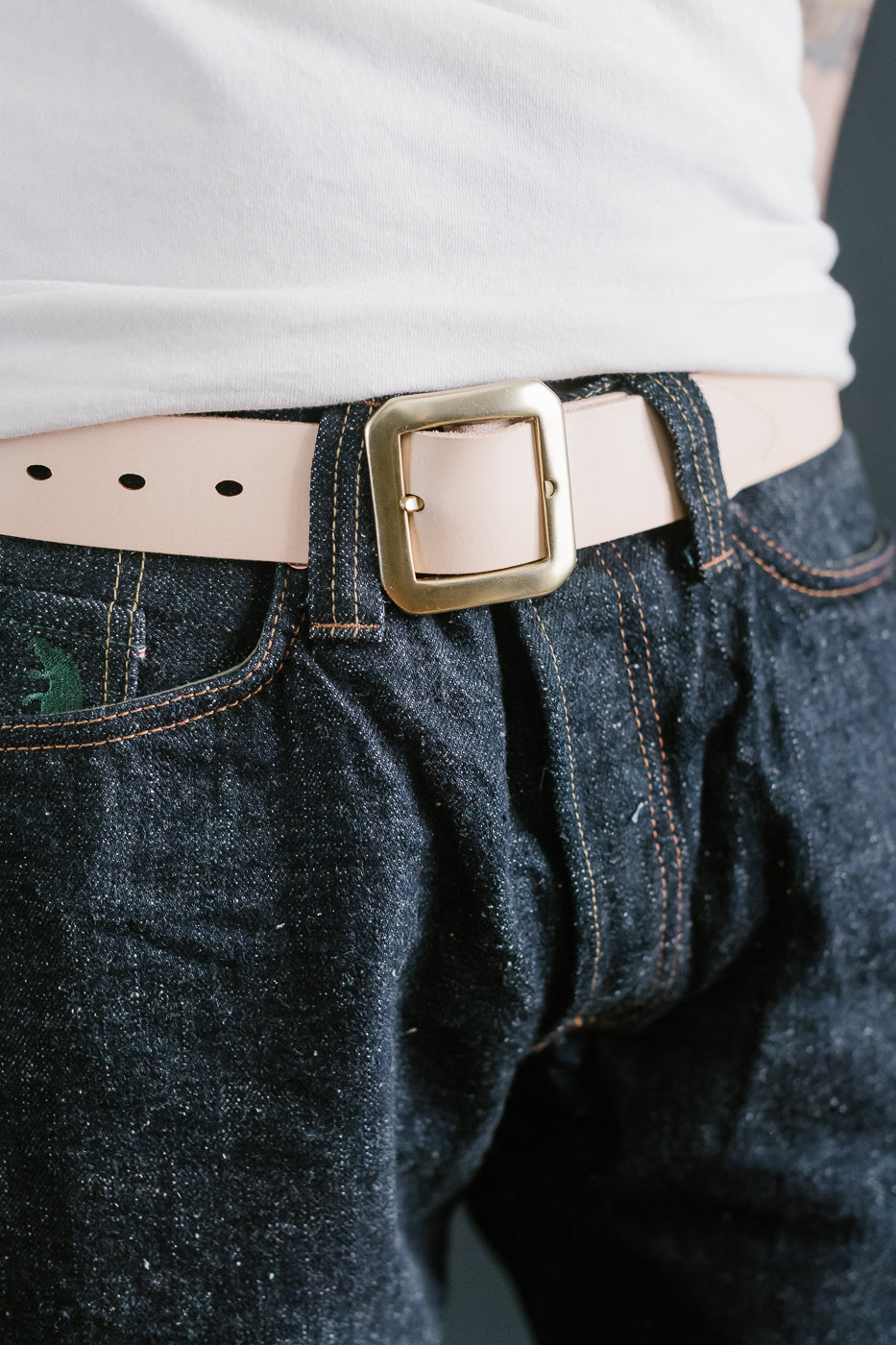 OGL Single Prong Garrison Buckle Leather Belt - Rough Out Natural