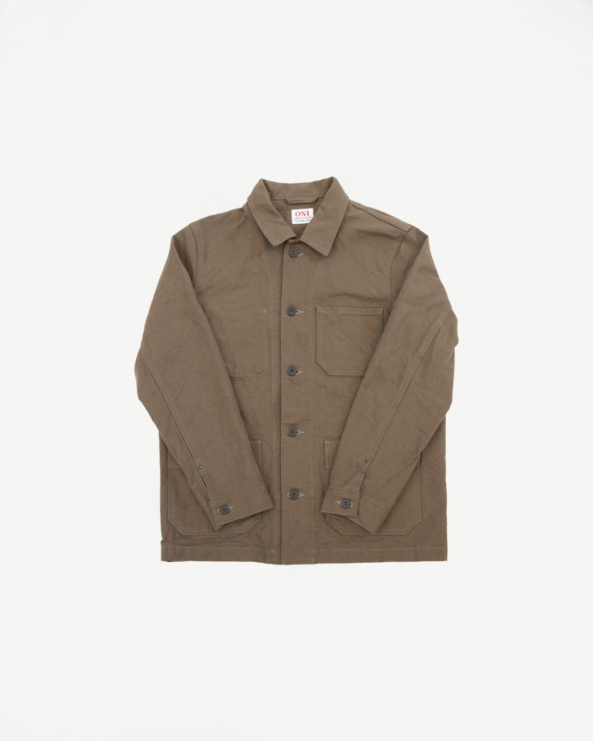 03100-HOX-OLG - 13.5oz Sulphur Dyed Olive Oxford Cloth - Coverall Jacket