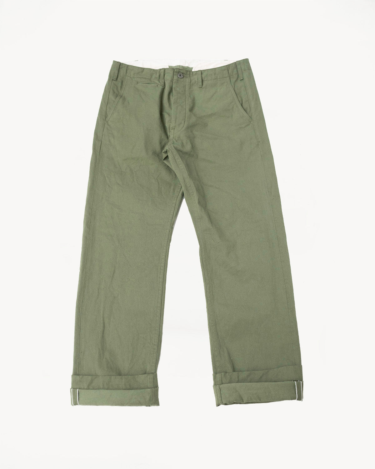 737-SVC-LOL - 9.5oz Selvedge Chino Trouser Light Olive - Relaxed Straight