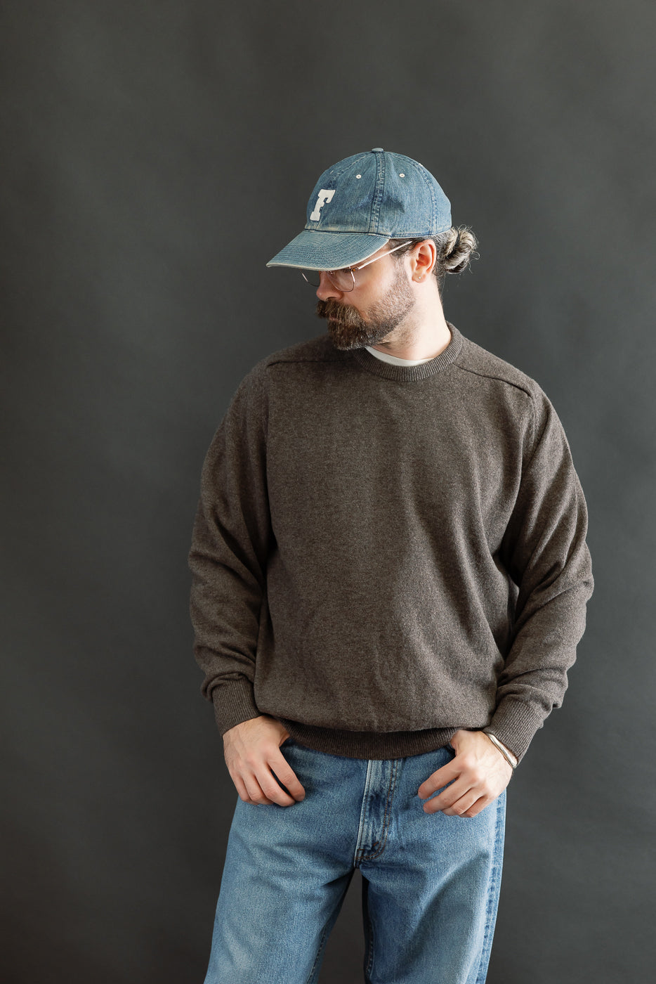 01-0050-53 - Simple Wool Crewneck Sweater - Brown