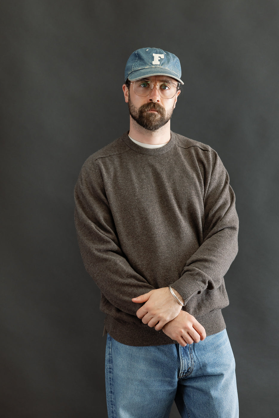 01-0050-53 - Simple Wool Crewneck Sweater - Brown