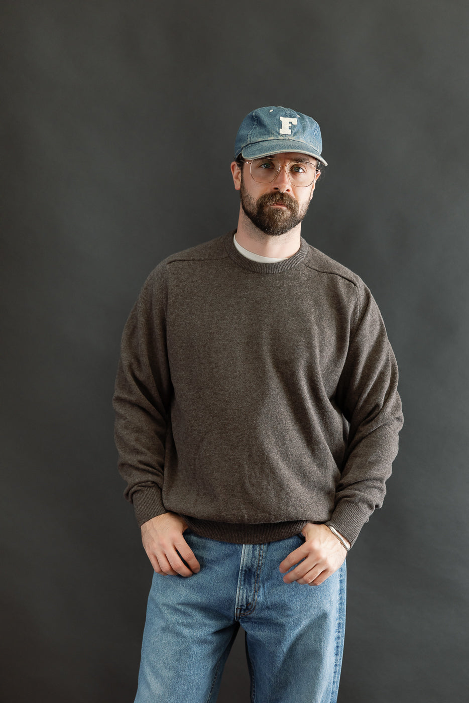 01-0050-53 - Simple Wool Crewneck Sweater - Brown