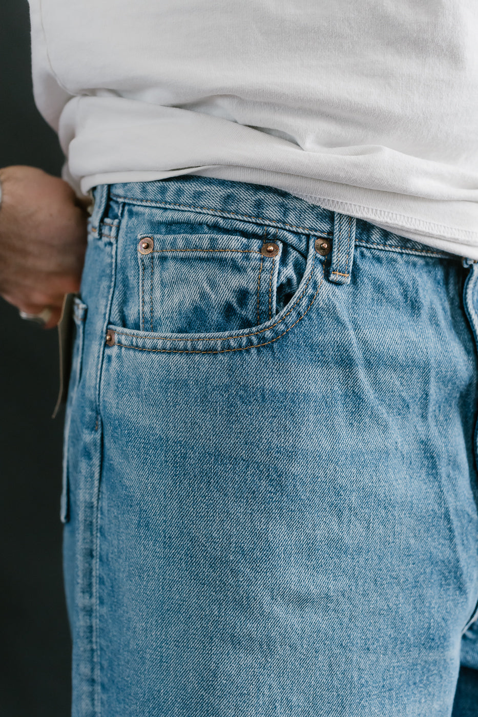 01-1100W-95 - 100 Super Dad's Fit Denim Jeans - Used Denim Wash