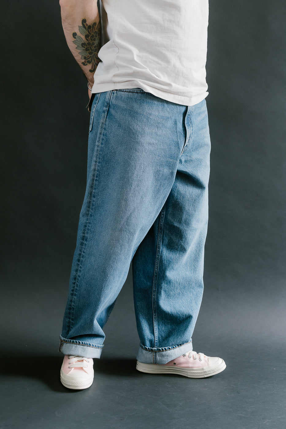 01-1100W-95 - 100 Super Dad's Fit Denim Jeans - Used Denim Wash