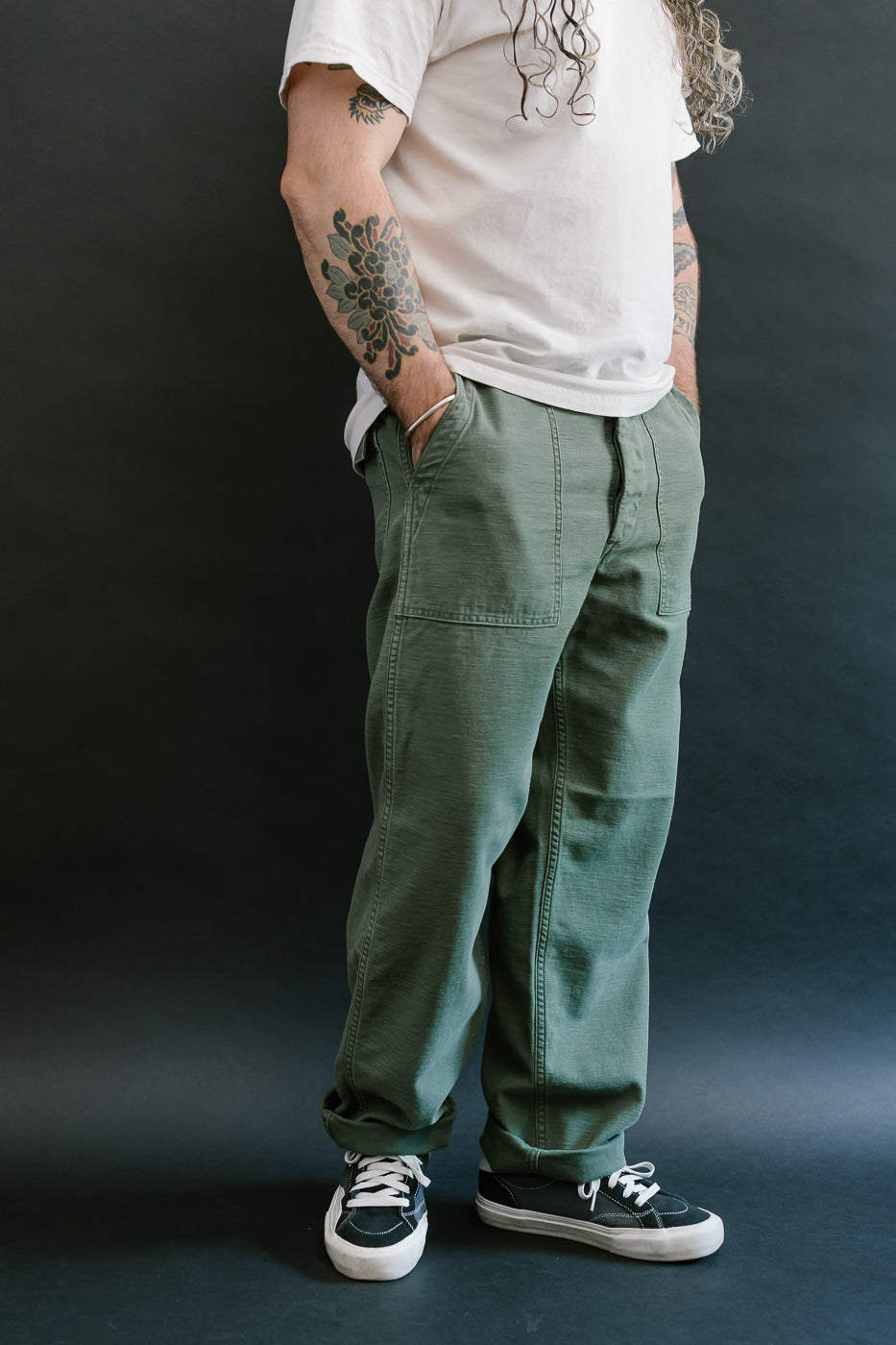 01-5002-216 - Fatigue Pants Reverse Sateen - Standard Fit - Vintage Washed Olive