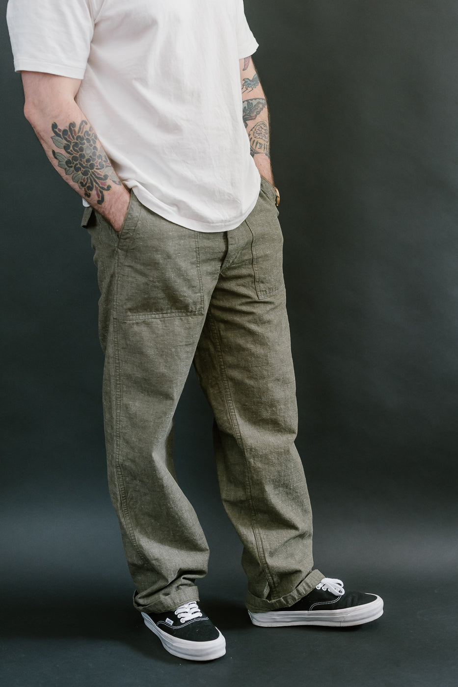 01-5002-48 - Fatigue Pants Chambray - Standard Fit - Dusty Olive