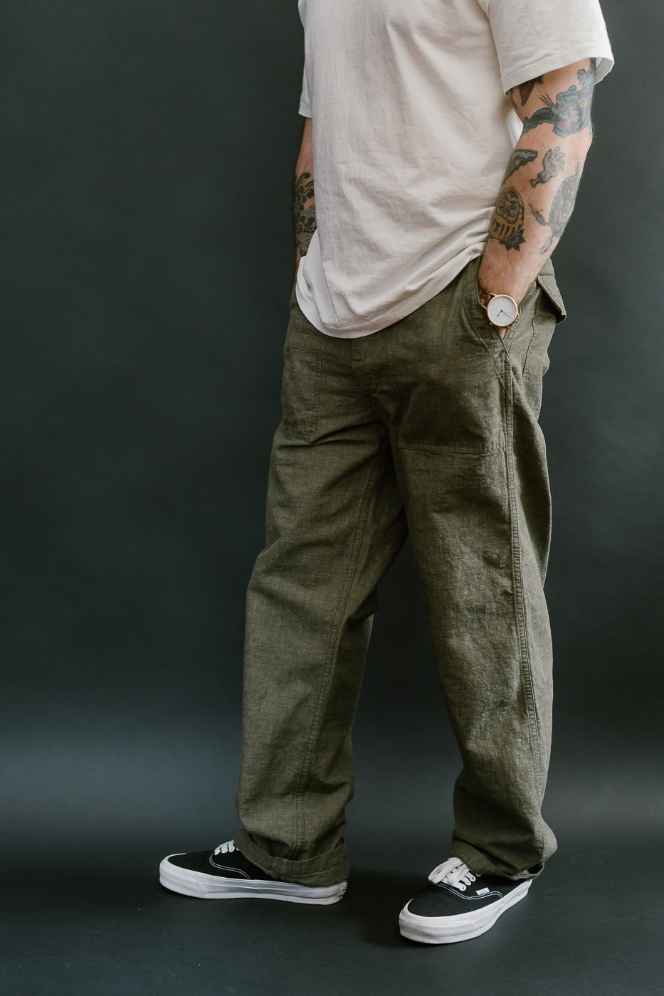 01-5002-48 - Fatigue Pants Chambray - Standard Fit - Dusty Olive