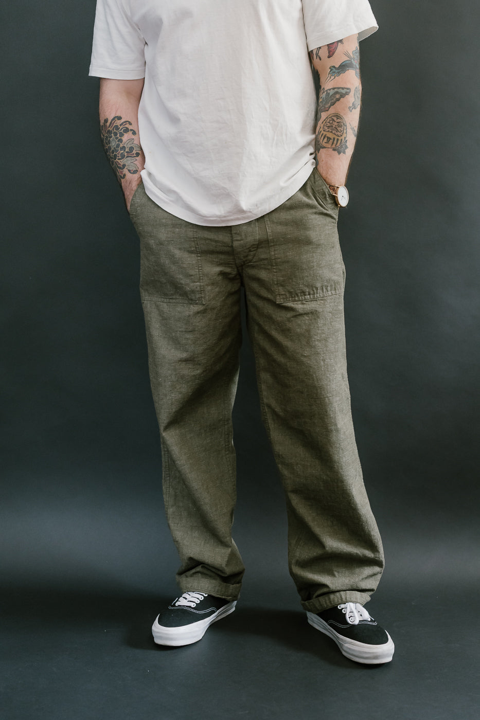 01-5002-48 - Fatigue Pants Chambray - Standard Fit - Dusty Olive