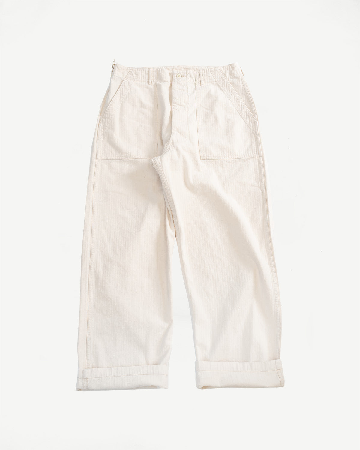 01-5103-66 - Herringbone Summer Fatigue Pants - Ecru