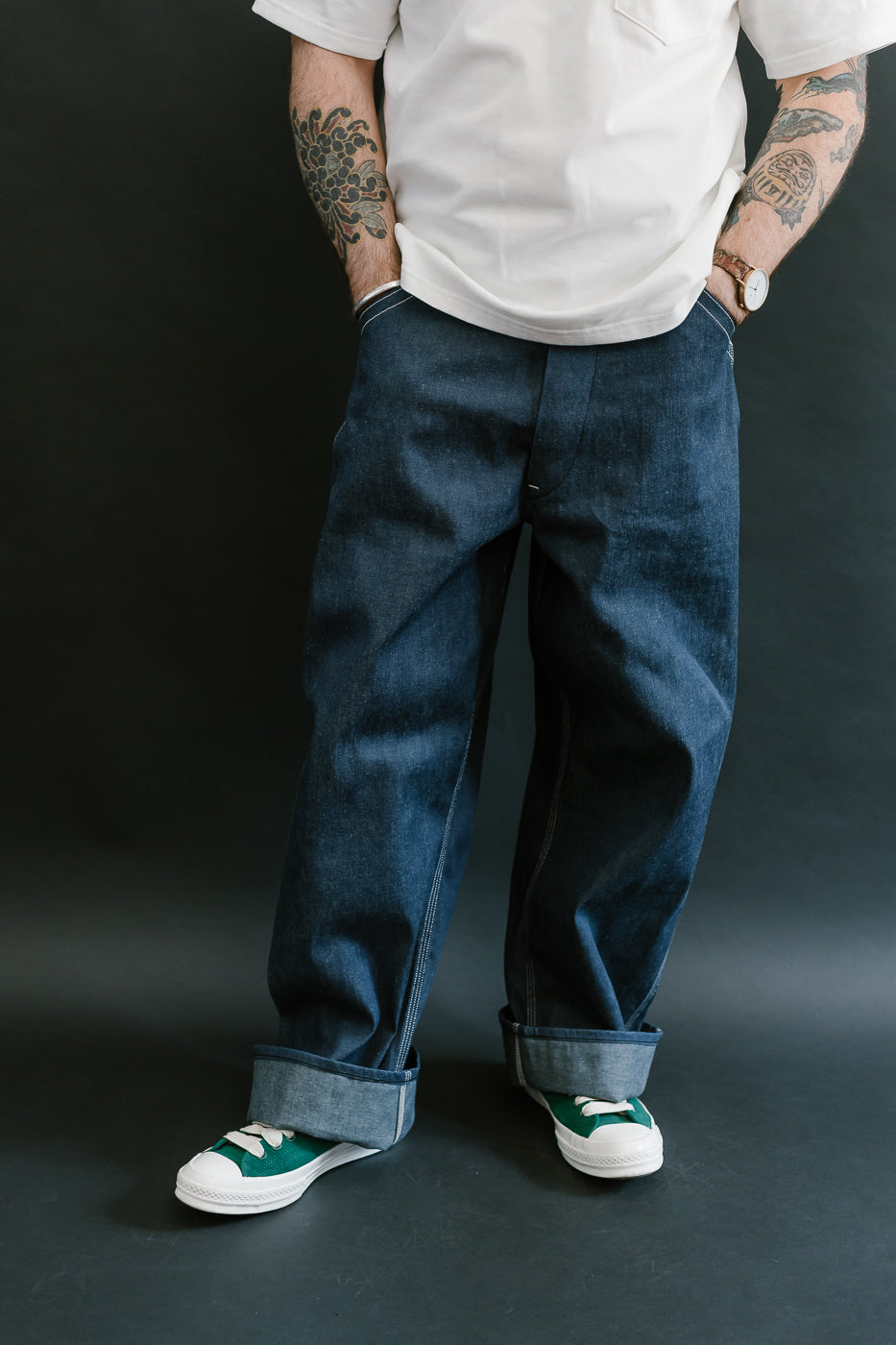 01-5126-80 - 30s Painter's Pants Rigid Indigo Chambray - Wide Fit