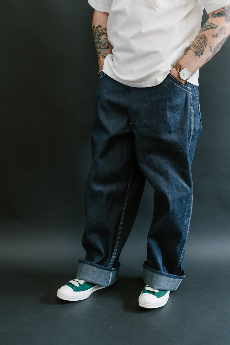 01-5126-80 - 30s Painter's Pants Rigid Indigo Chambray - Wide Fit