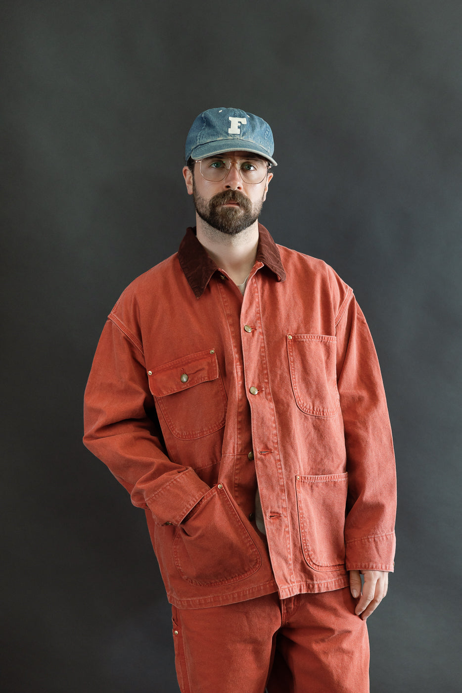 01-6034-25S - Relaxed Fit Coverall Jacket - Red