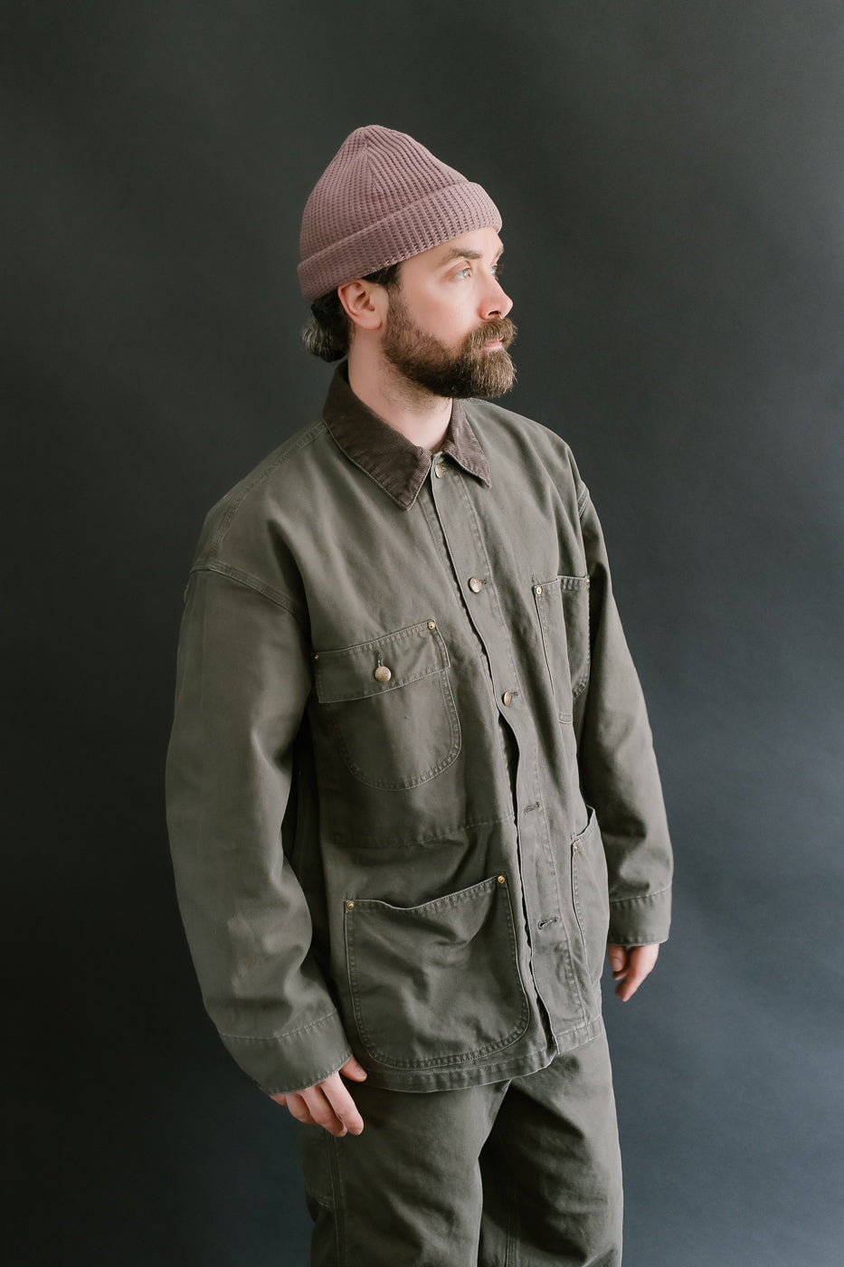 01-6034-76 - Relaxed Fit Coverall Jacket - Army Green