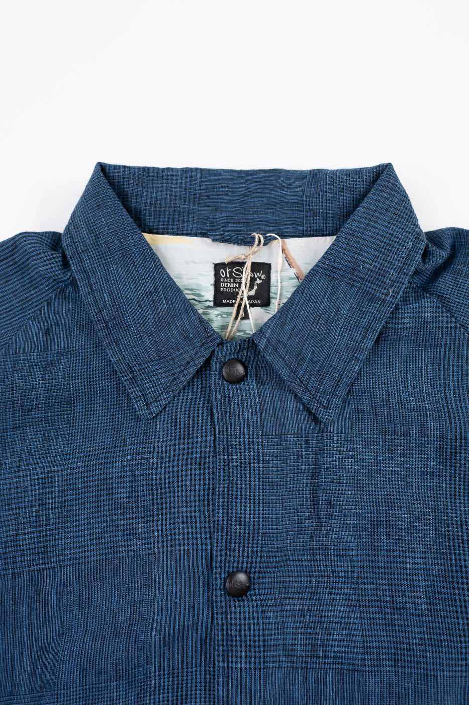 01-6050-101 - Linen Coach Jacket - Indigo Check | Dant 01-6050-101 - Linen Coach Jacket - Indigo Check | Dant