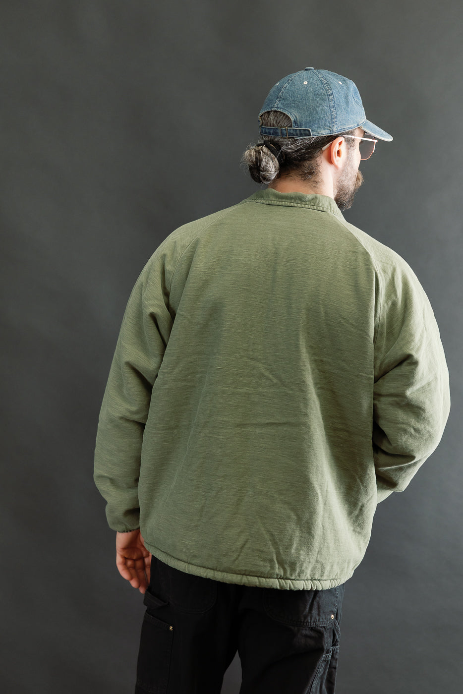 01-6050-77 - Vintage Washed Coach Jacket w/Fleece Lining - Dark Olive