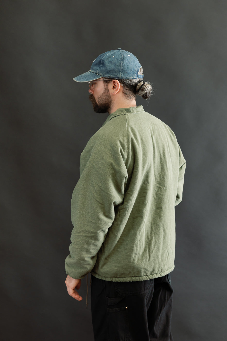 01-6050-77 - Vintage Washed Coach Jacket w/Fleece Lining - Dark Olive