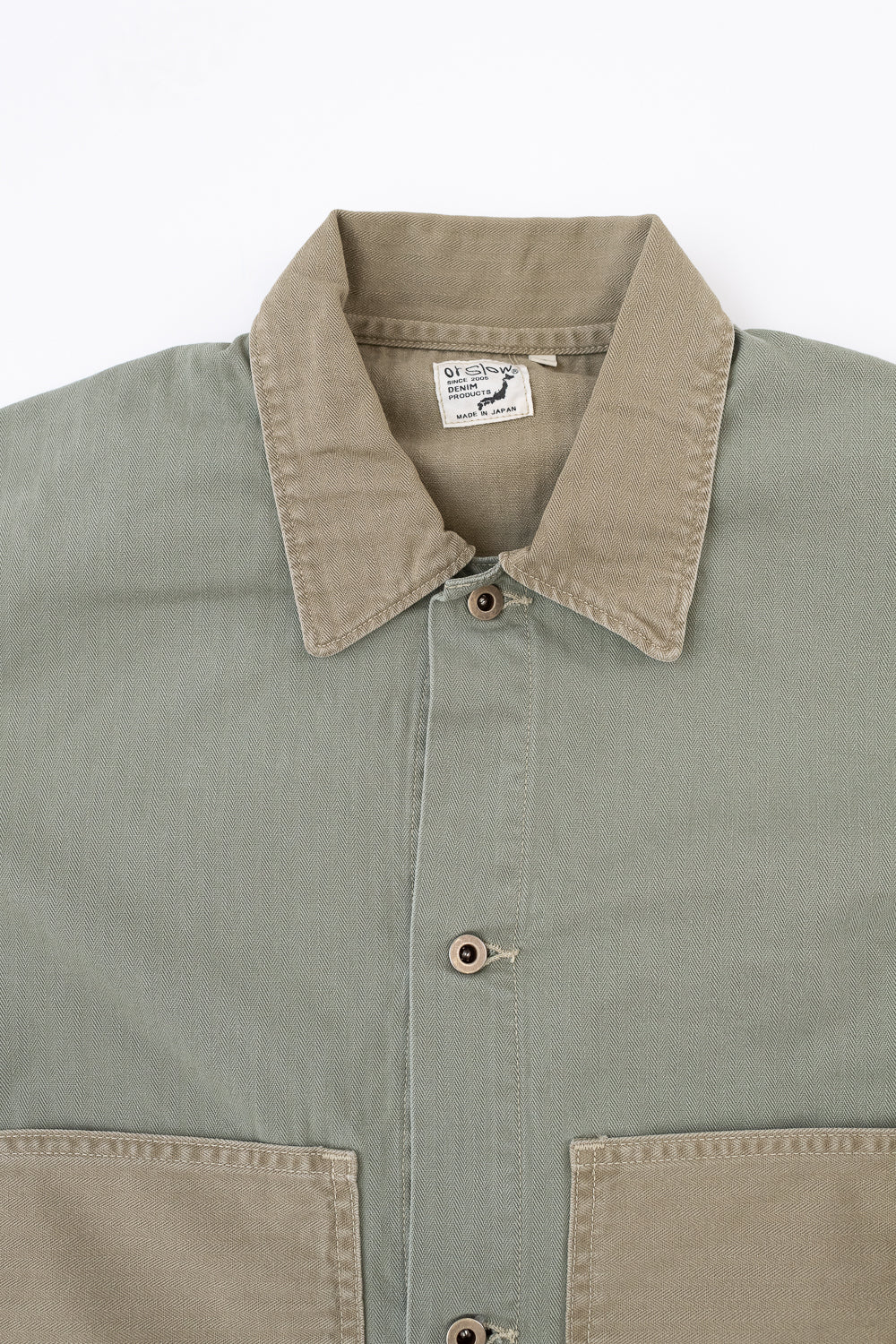 01-6120-16 - Utility Coverall Mismatched Herringbone - Washed Green