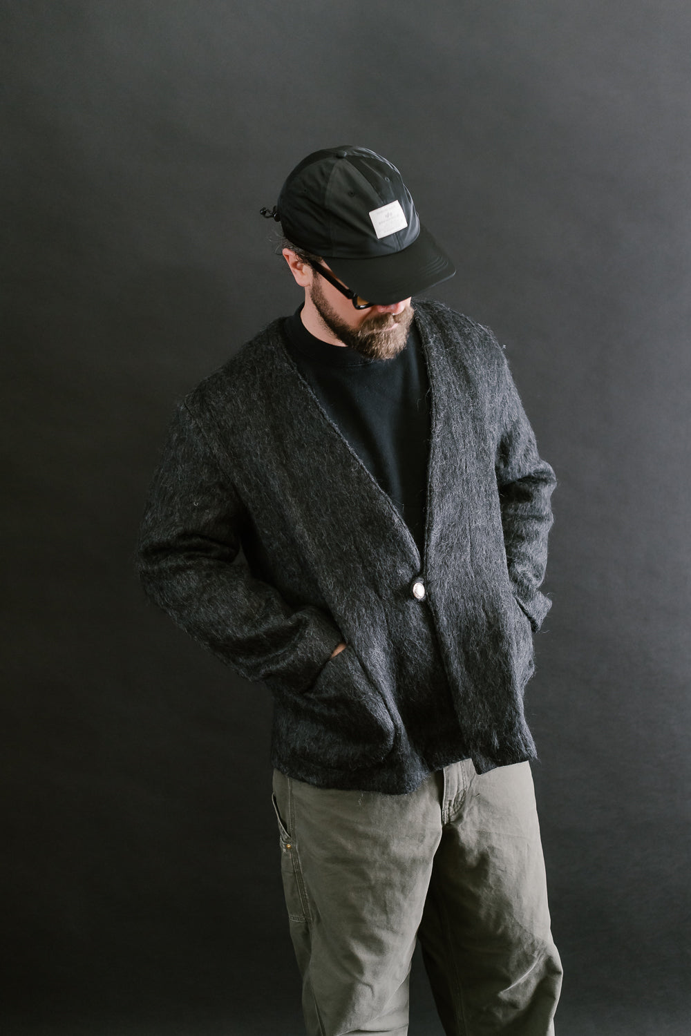 01-8037-50 - Mohair Cardigan - Charcoal Gray
