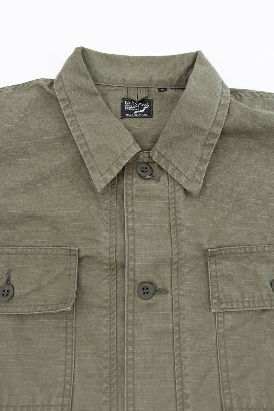 SUMARI Flap Pocket Box Shirts Tweedシュマリ 01-8046-76k - Utility Short Sleeve Work Shirt Jacket - Army Green