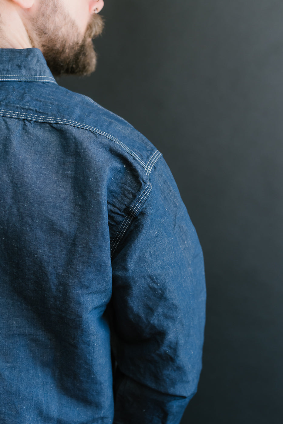 01-8068-81 - Supima 100/2 Linen Dungaree Work Shirt - Indigo