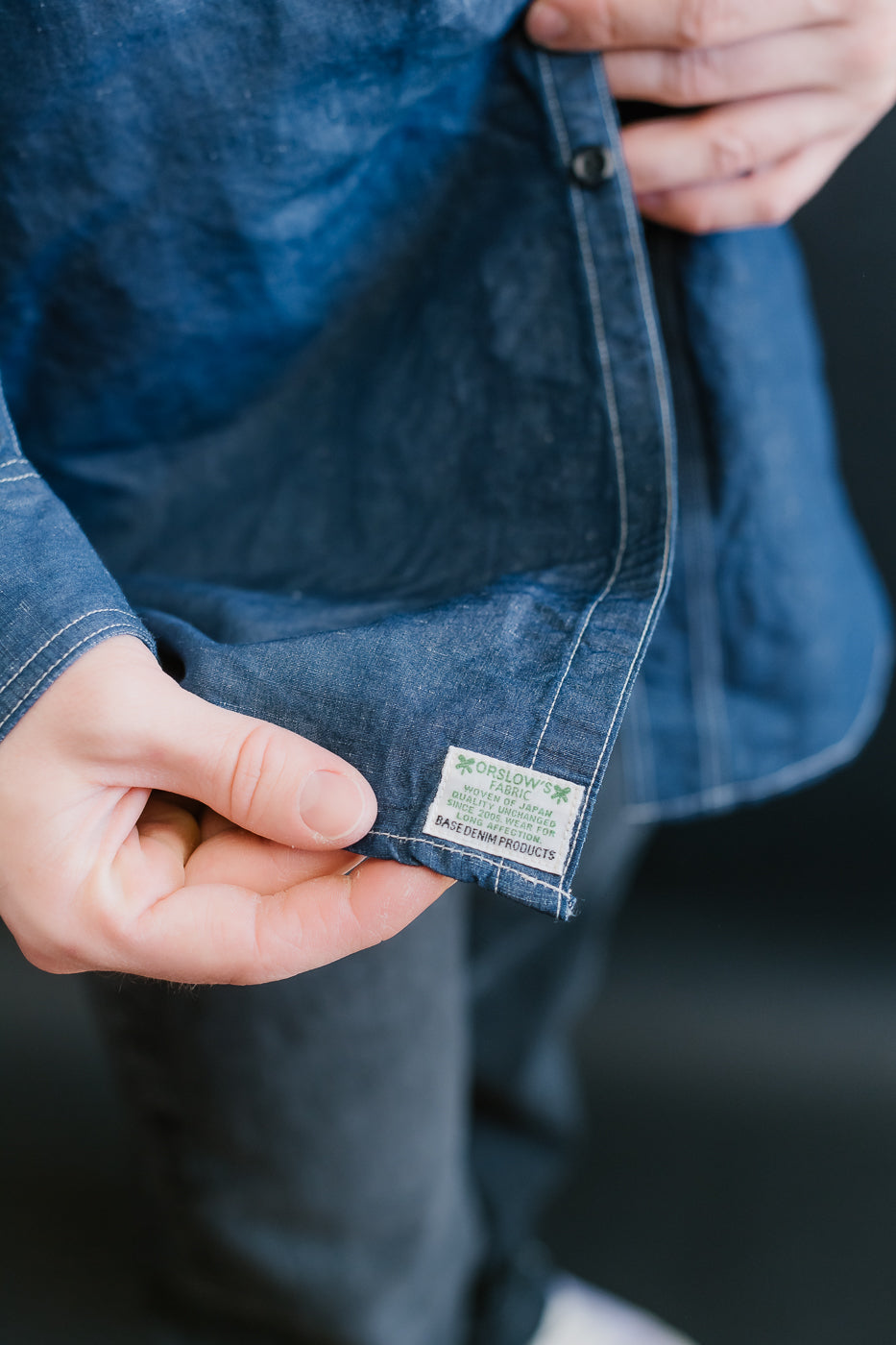 01-8068-81 - Supima 100/2 Linen Dungaree Work Shirt - Indigo