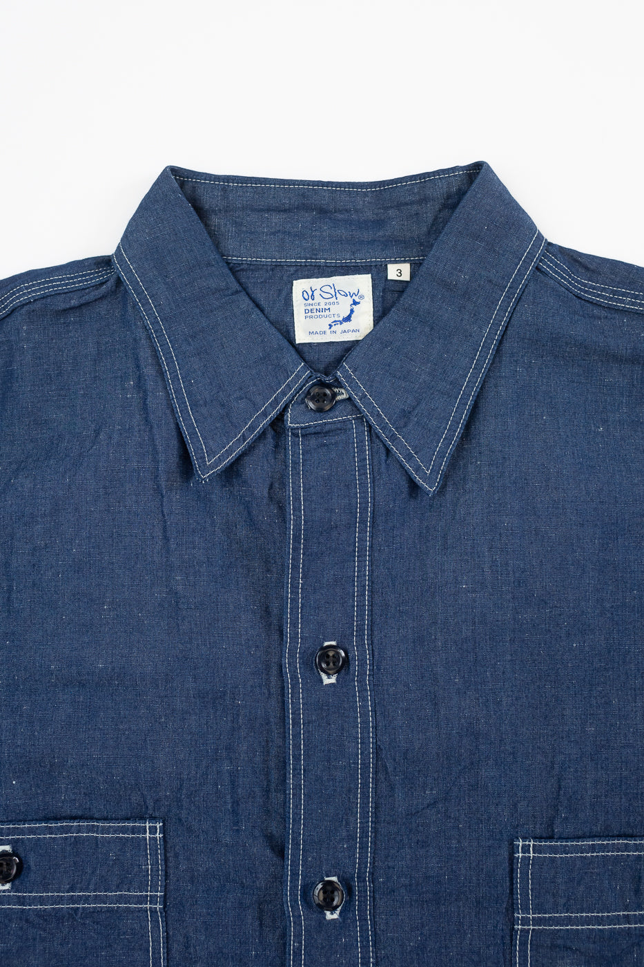 01-8068-81 - Supima 100/2 Linen Dungaree Work Shirt - Indigo