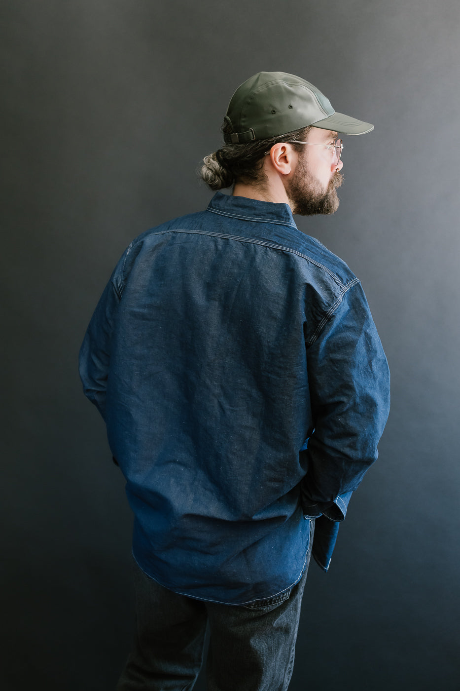 01-8068-81 - Supima 100/2 Linen Dungaree Work Shirt - Indigo