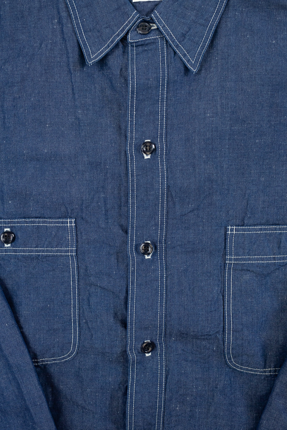 01-8068-81 - Supima 100/2 Linen Dungaree Work Shirt - Indigo
