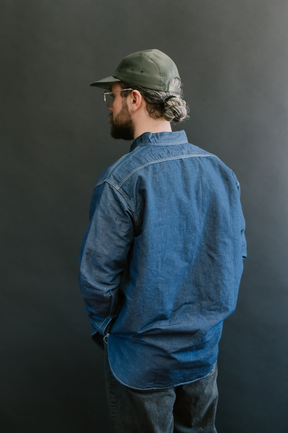 01-8068-81 - Supima 100/2 Linen Dungaree Work Shirt - Indigo