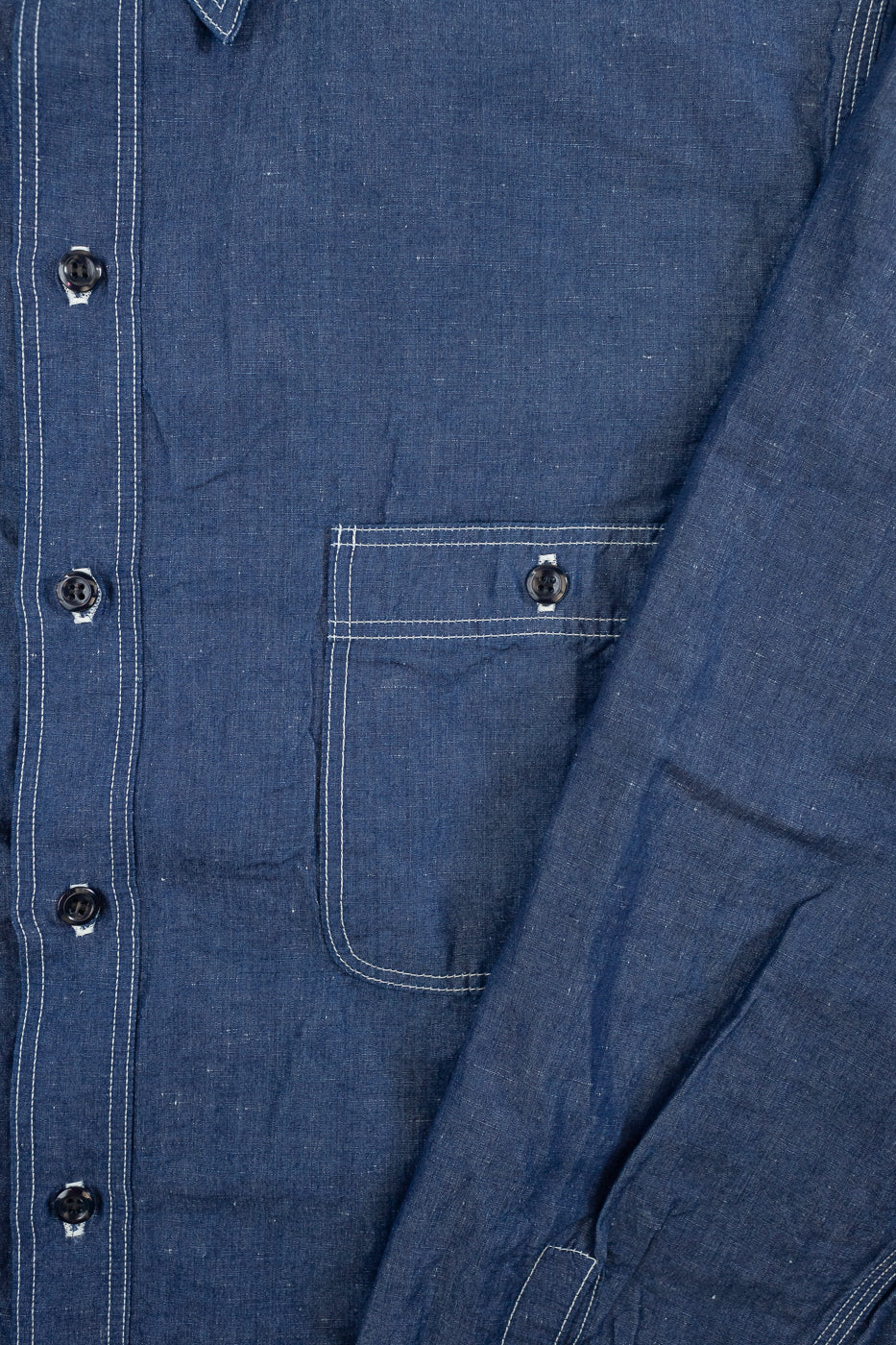 01-8068-81 - Supima 100/2 Linen Dungaree Work Shirt - Indigo