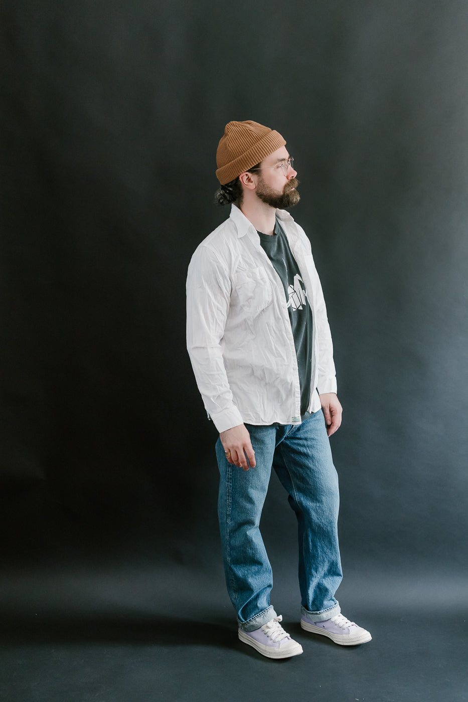 01-8070-69 - Lightweight Chambray Slim Fit Work Shirt - White