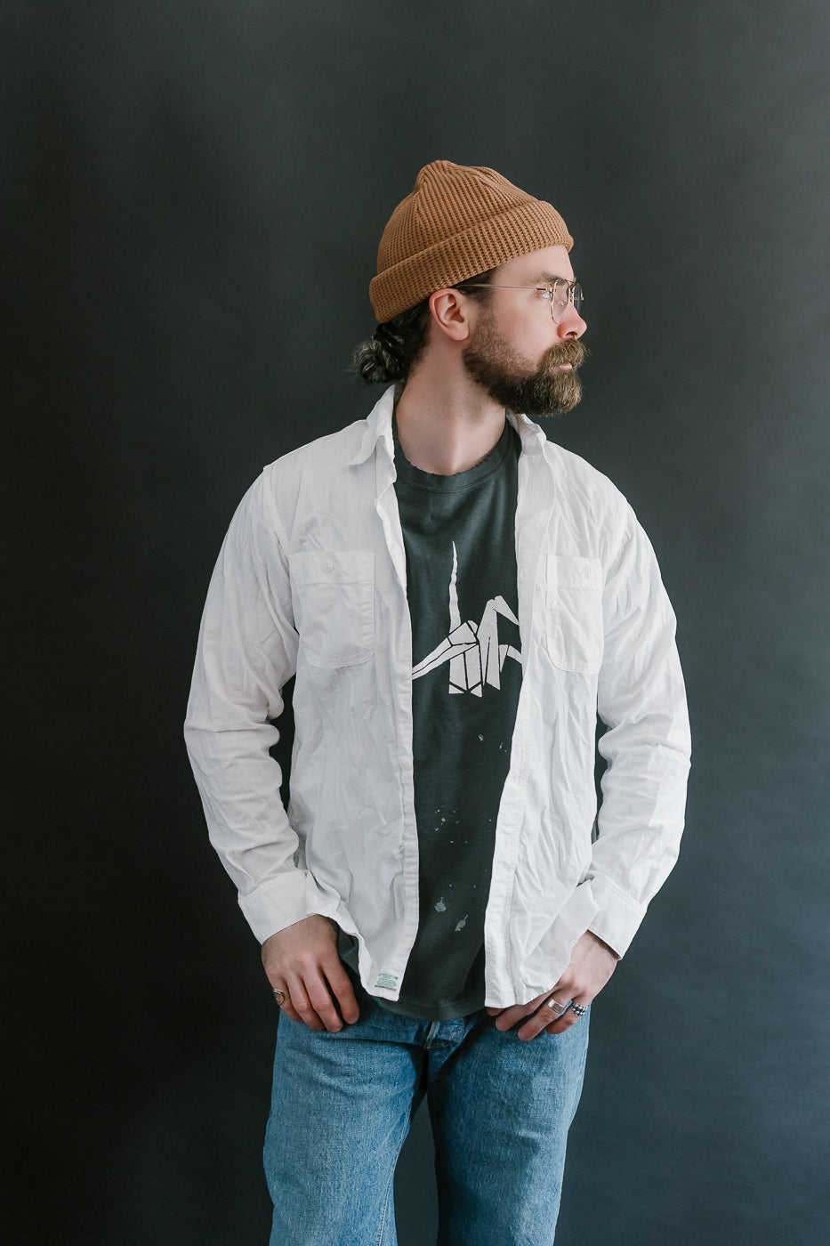 01-8070-69 - Lightweight Chambray Slim Fit Work Shirt - White
