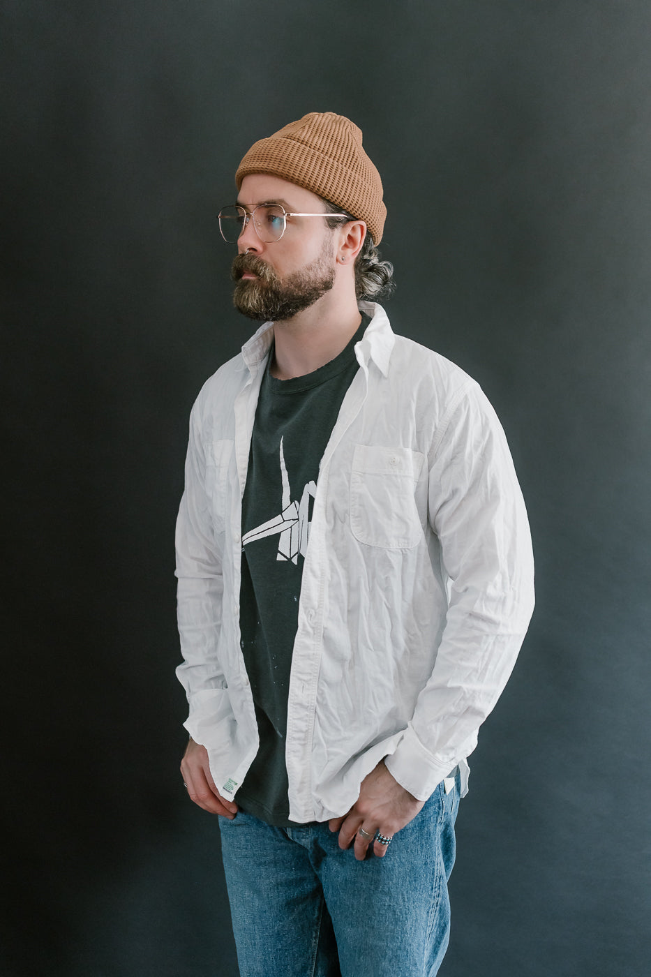 01-8070-69 - Lightweight Chambray Slim Fit Work Shirt - White