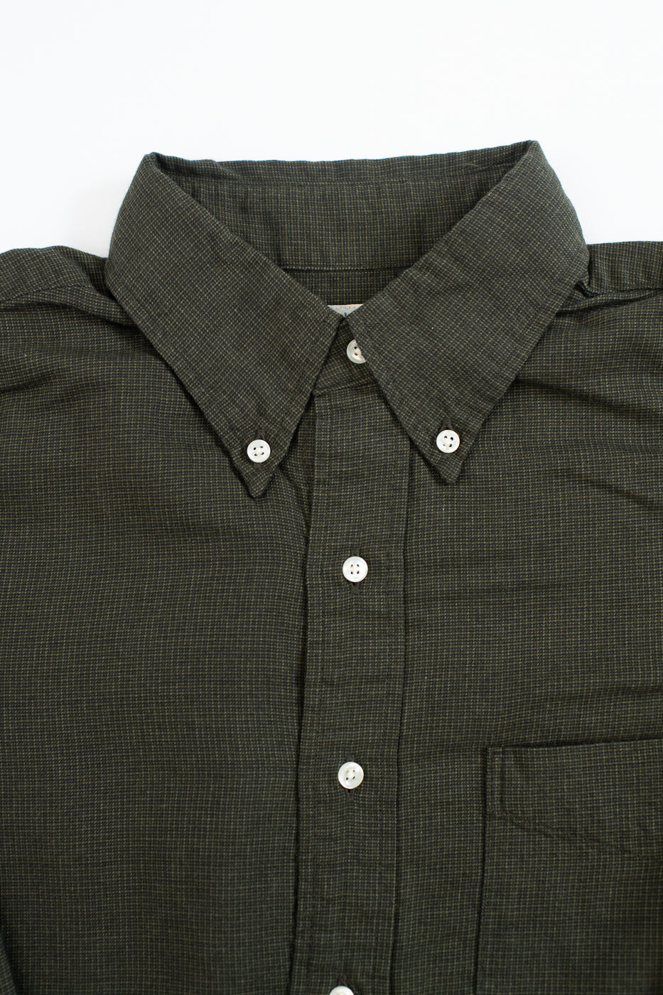 01-8112-52 - Standard Button Down Brushed Mini-Check Flannel - Coffee Brown