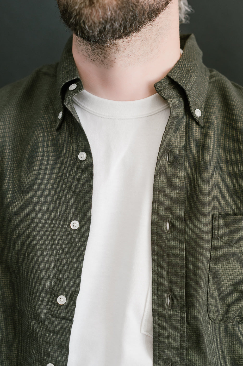 01-8112-52 - Standard Button Down Brushed Mini-Check Flannel - Coffee Brown